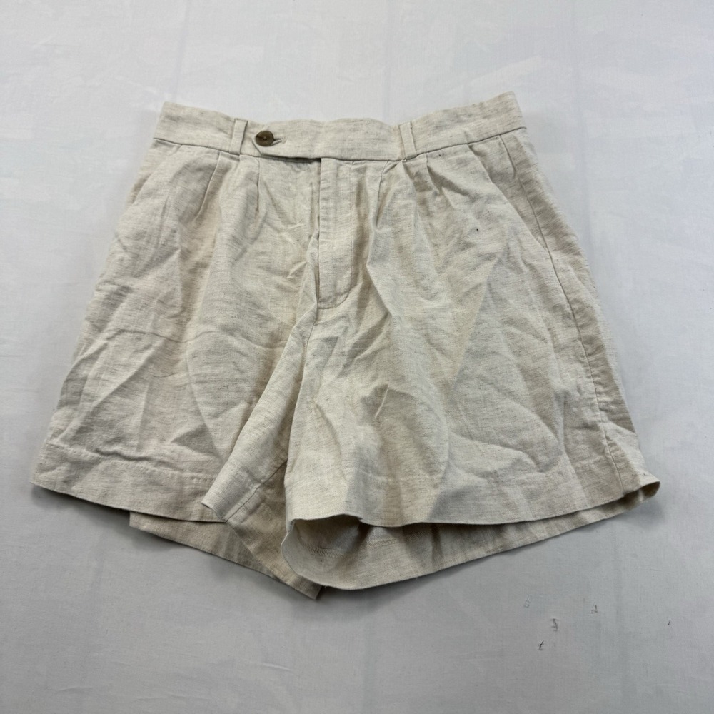Banana Republic Size 4 Beige Linen Pleated High Rise Shorts